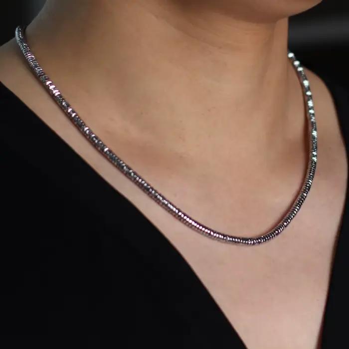Collier de perles en pierre d'hématite exquise pour hommes