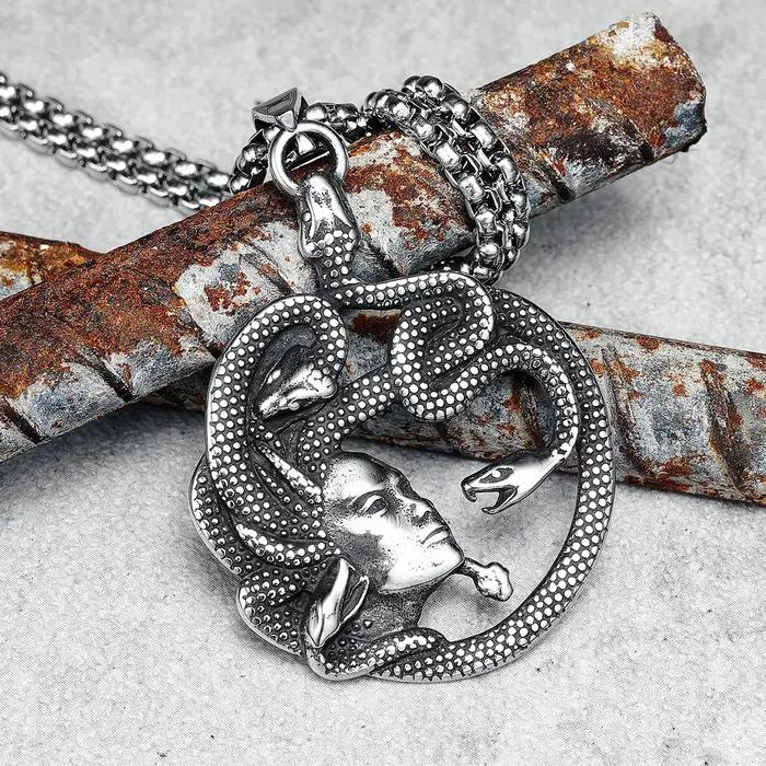Pendentif Serpent Médusa en acier inoxydable 316L pour homme collier Punk Rock Hip Hop cadeau amitié occasions spéciales
