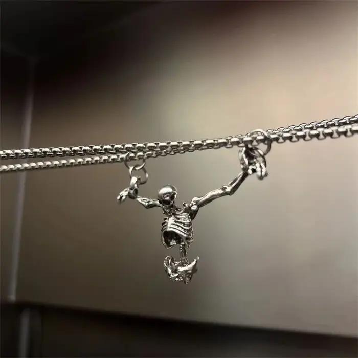 Collier crâne Punk, pendentif crâne de captivité