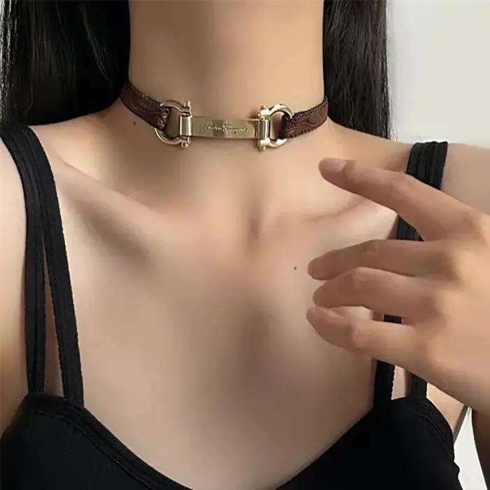 Collier en cuir de cheval Punk pour hommes et femmes