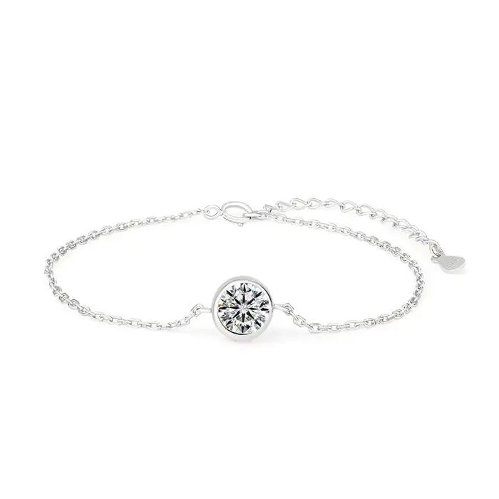 Bracelet Bulle en Argent Sterling S925 avec Moissonite pour Femmes Occasions Spéciales Mariage Élégant et Polyvalent