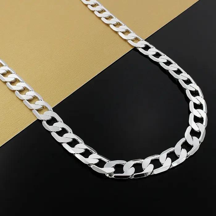 Collier en argent sterling 925 pour hommes classique bijou de luxe cadeau pour mariage et Noël