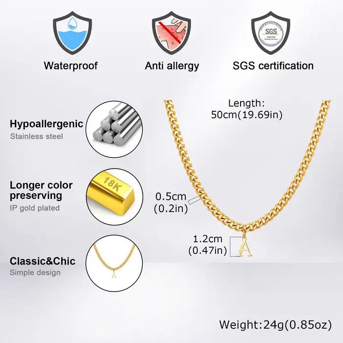 Collier initial en or 18 carats avec pierre de couleur pour homme et femme, cadeau bijou nom personnel occasions spéciales