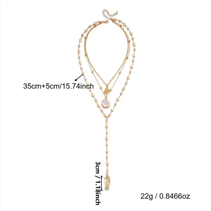 Collier en forme de Y avec pendentif coquillage hippocampe pour femmes et hommes, collier multicouche avec animaux marins, bijoux de plage pour l'été