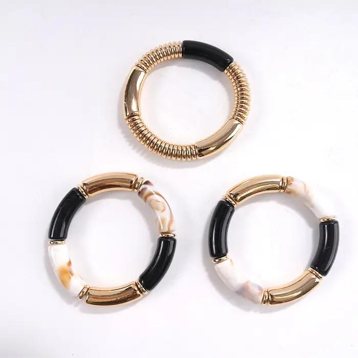 Ensemble de 3 bracelets en marbre de style moderne et éclaté