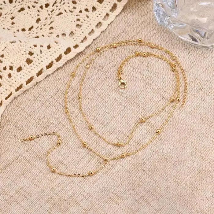 Collier Lariat en acier inoxydable plaqué or