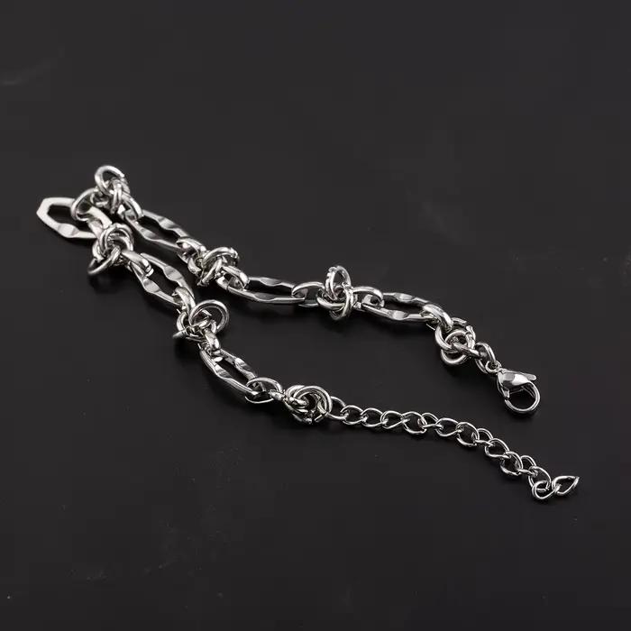 Bracelet en acier titane pour hommes et femmes, maillon de chaîne irrégulier avec détail de nœud, chaîne d'extension réglable, bijoux quotidiens tendance