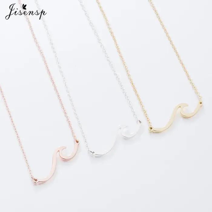 Collier pendentif vague en acier inoxydable Jisensp
