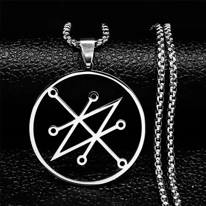 Collier Pendentif Azazel Sigil en Acier Inoxydable pour Hommes et Femmes Occasions Spéciales Fiançailles Mariage Anniversaire