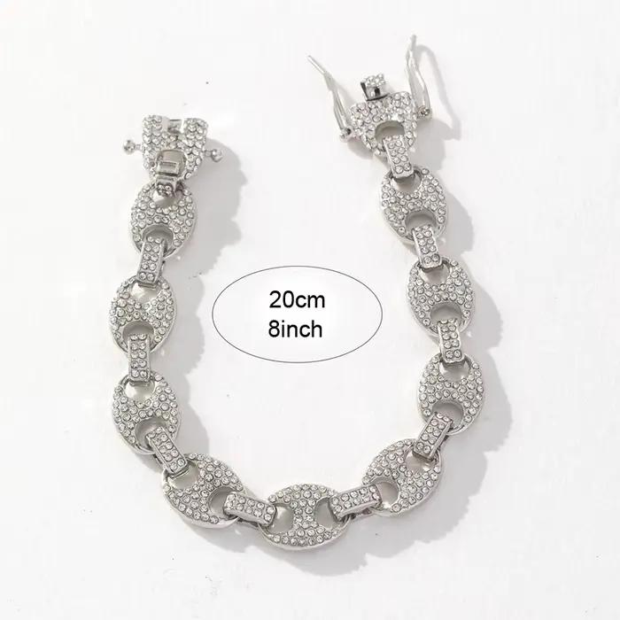 Collier chaîne Hip Hop Iced Out pour hommes et femmes, chaîne à maillons en forme de grains de café