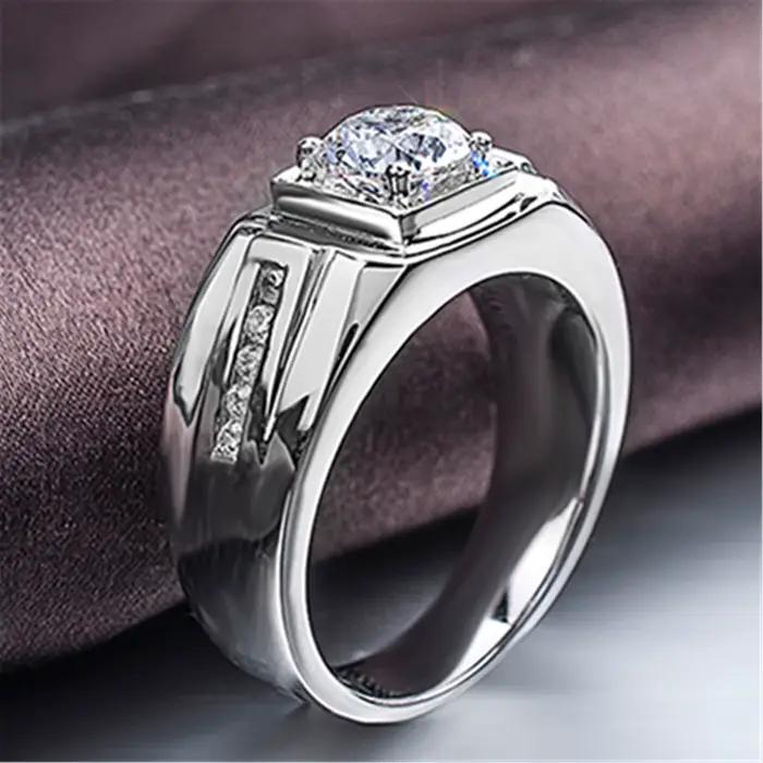 Bagues pour homme en argent 925 avec zircon brillant