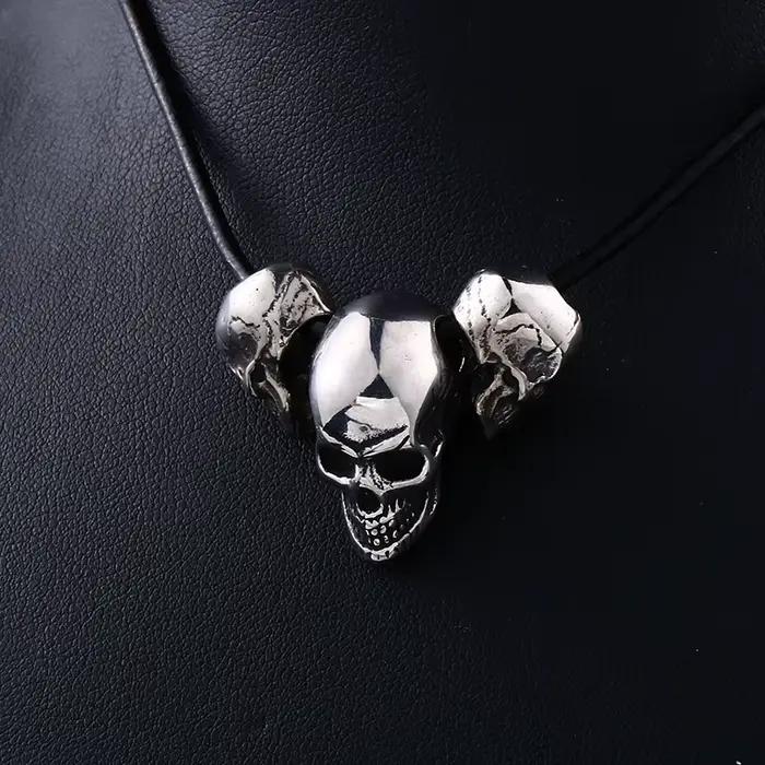 Beier conception Unique punk crâne haute qualité motard en acier inoxydable 316L pendentif collier bijoux LLBP8-216PX