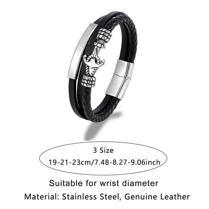 Bracelet ancre en cuir multicouche Vintage pour hommes et femmes
