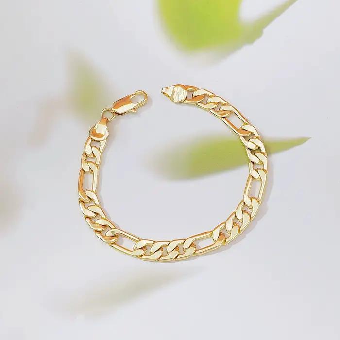 Bracelet plat de luxe en or véritable 24 carats 9999 pour hommes et femmes, bracelet Boss, bijou en