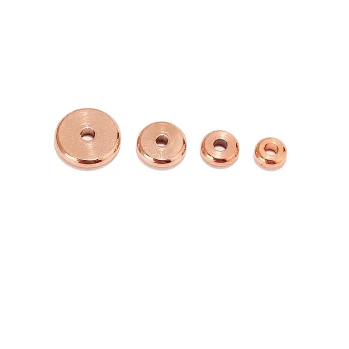 Perles d'espacement rondes et plates en acier inoxydable, 20 pièces, 4mm 6mm 8mm 10mm, perles amples pour la fabrication de bijoux, fournitures de travaux manuels, trou 2mm