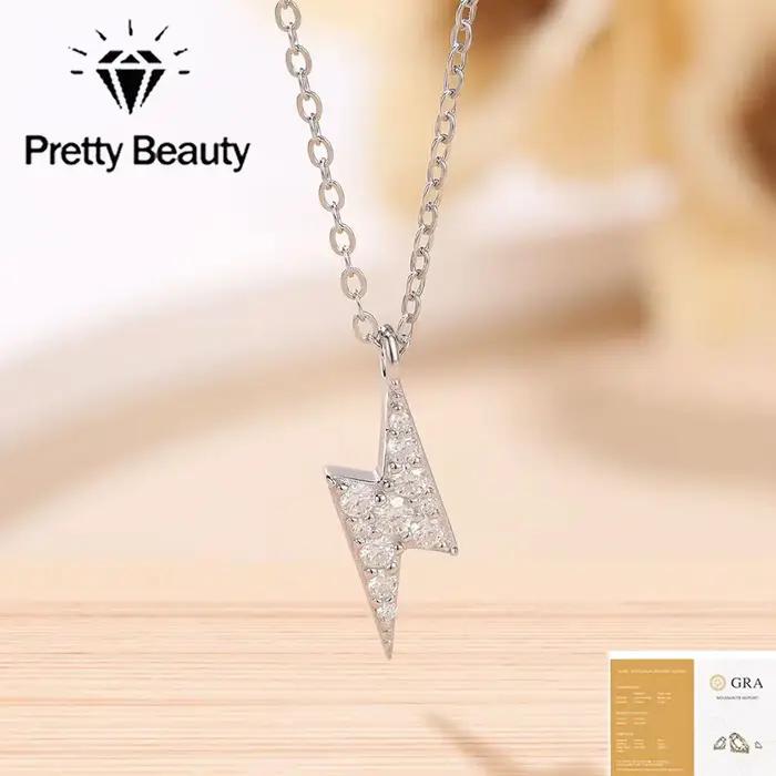 Collier pendentif éclair en moissanite Pretty Beauty en argent sterling 925 chaîne fine diamant pour clavicule bijoux raffinés pour femmes hommes occasions spéciales