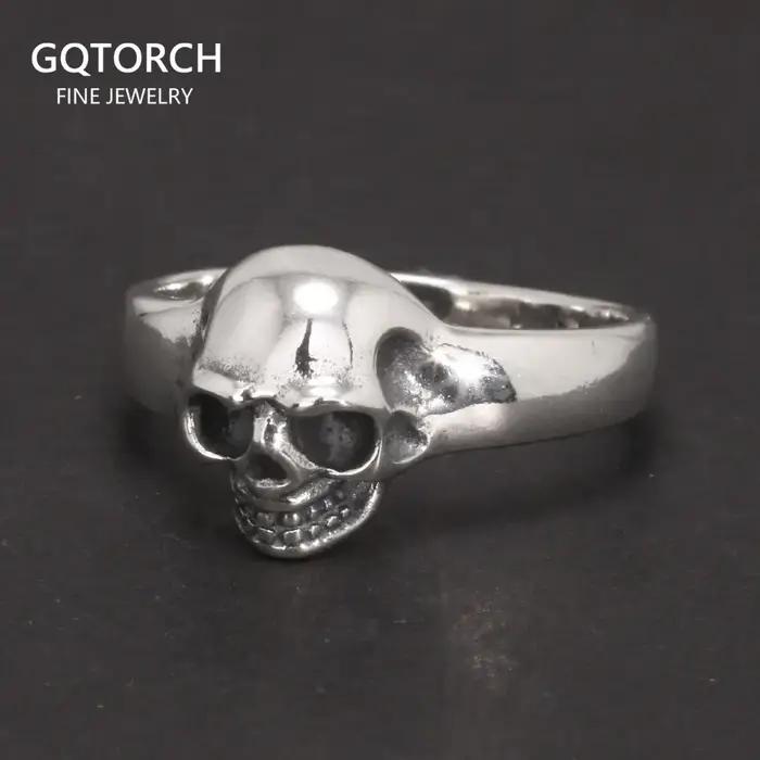 S925 Sterling Silver Vintage Modules Seton Ring for Men, Skull Punk, Hip Hop Rock Ring, Retro Simple
