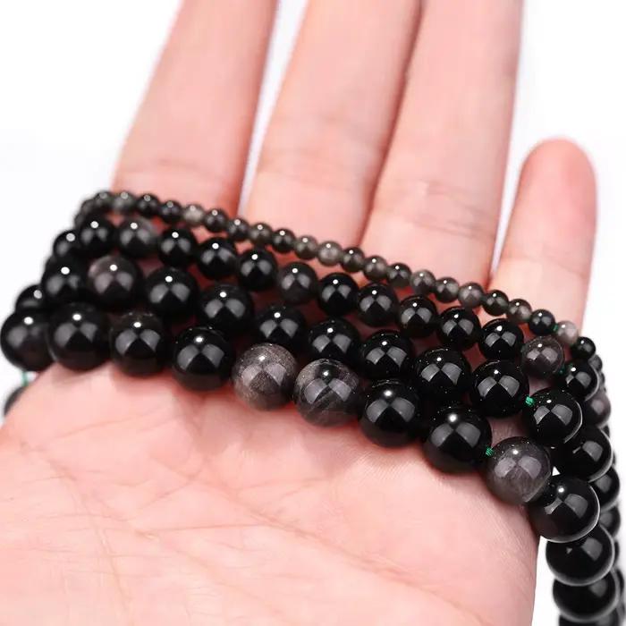 Obsidienne en argent naturel pour bijoux