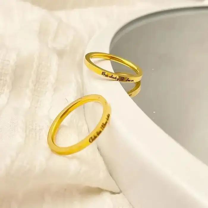 Bague personnalisée en acier inoxydable avec nom gravé pour femmes occasions spéciales romantique chic tendance mariage anniversaire fiançailles
