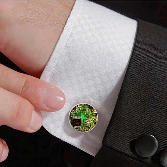 Boutons de manchette en alliage de zinc avec motif de circuit imprimé pour hommes style mode à offrir pour occasions spéciales