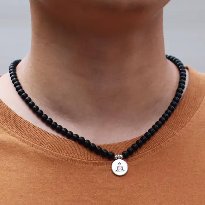 Collier en pierre naturelle pour homme, 20 amarans, court, bouddha anni, fleur, collier de méditation, hip hop, rock, accessoires, zones me, nouvelle mode