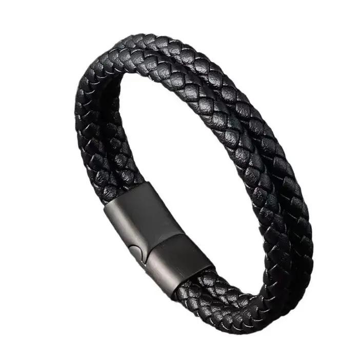 Bracelet en cuir tissé à la main pour homme