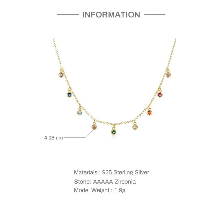 Aide 925 argent Sterling français élégant rond fin polyvalent couleurs Zirconium femmes collier exquis tour de cou chaînes bijoux