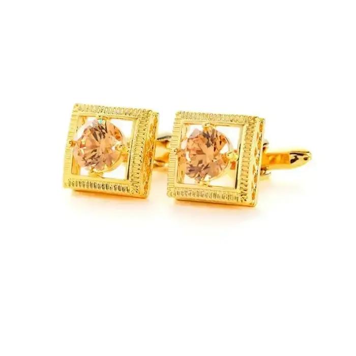 Boutons de manchette en métal plaqué haute qualité pour hommes, carrés élégants, accessoires pour banquets d'affaires et mariages, cadeaux masculins de luxe