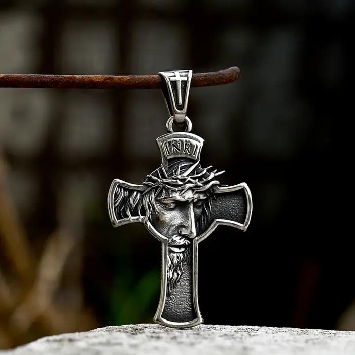 Beier – collier avec pendentif croix chrétienne en acier inoxydable pour hommes
