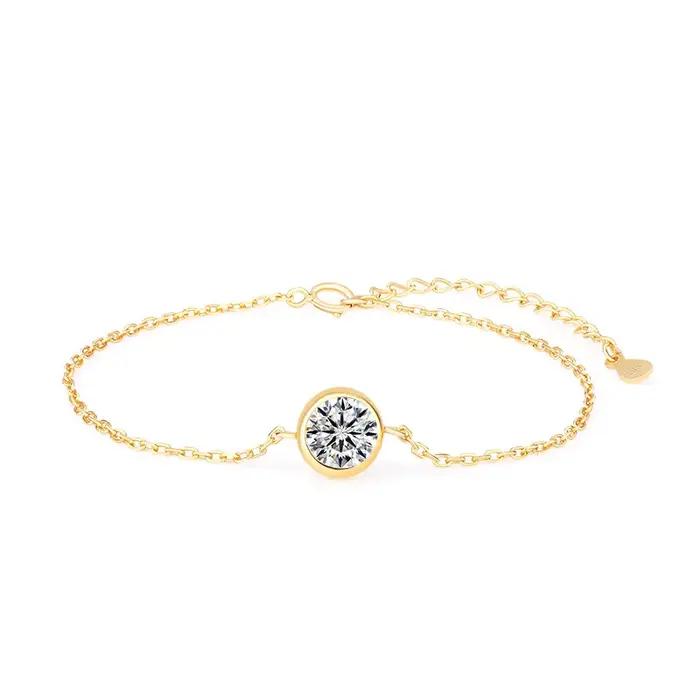 Bracelet Bulle en Argent Sterling S925 avec Moissonite pour Femmes Occasions Spéciales Mariage Élégant et Polyvalent