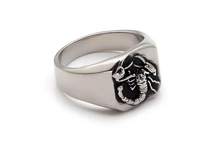 Bague Chevalier Scorpion Vintage pour Homme en Acier Inoxydable 316L, Gravée Personnalisée, Bijou An