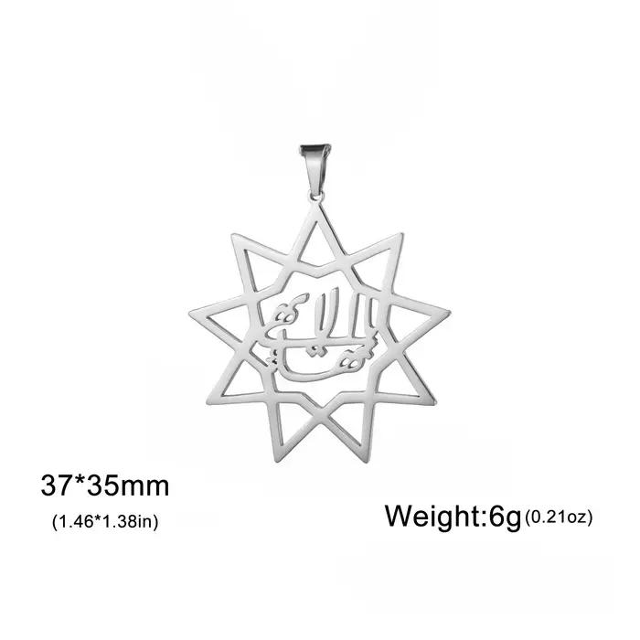 Jeshayuan calligraphie persane Farsi Parsi pendentif femmes neuf points Bahai bahaisme étoile breloq