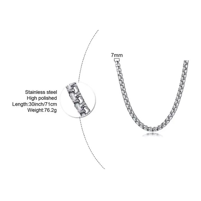 Chaîne de boîte ronde pour hommes et garçons, colliers de chaîne en acier inoxydable plaqué or argent noir, cadeaux de bijoux unisexes, 18 à 30 pouces