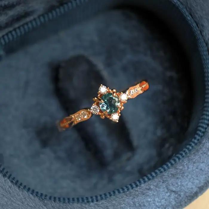 Bague romantique vintage en saphir bleu, fleur, ajustable pour mariage et occasions spéciales