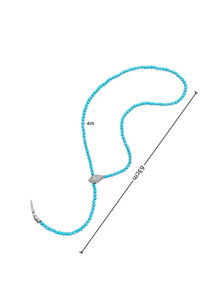 Nouvel ensemble collier serpent turquoise vintage style chinois, longue chaîne pendentif, boucles d'oreilles et collier rétro de luxe léger pour femme