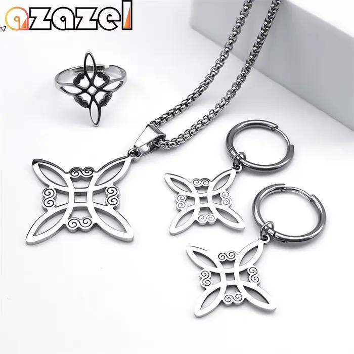 Ensemble de bijoux en acier inoxydable nœud celtique irlandais pour parties et occasions spéciales hiphop rock