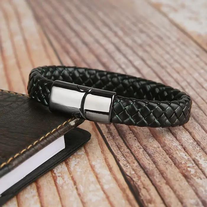 Mibrow – Bracelet en cuir tressé Vintage pour hommes et femmes, fermoirs magnétiques en métal, breloque Punk, bijoux à la mode