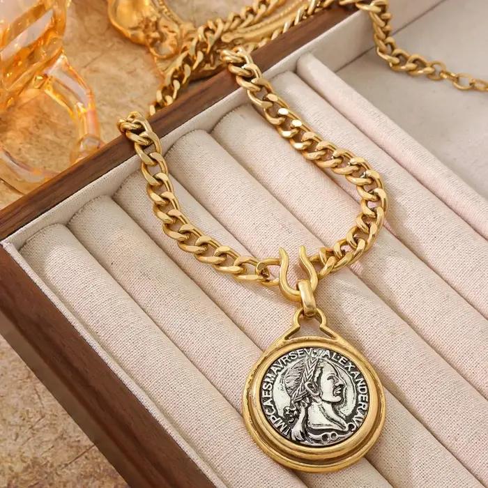 Parure de bijoux vintage avec pièces de monnaie grecques