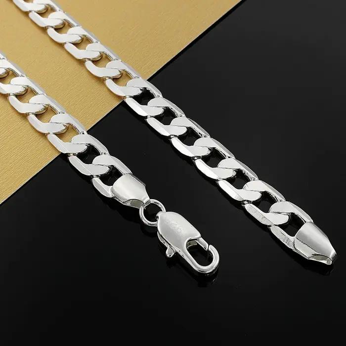 Collier en argent sterling 925 pour hommes classique bijou de luxe cadeau pour mariage et Noël