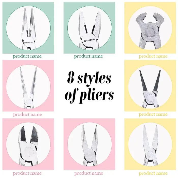 Outils de fabrication de bijoux avec pinces à bec effilé/pinces à bec rond/pinces à bec carré et coupe-fils pour la