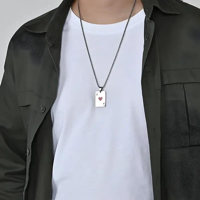 Hip Hop acier inoxydable carte de Poker Ace of Spades collier pour hommes pendentif chaîne cartes à jouer bijoux Ace of Hearts colliers