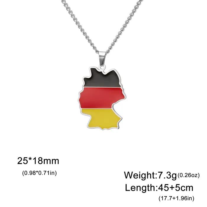 Amaxer carte d'allemagne pendentif collier pour femmes hommes en acier inoxydable collier Deutschland patriotique bijoux cadeau