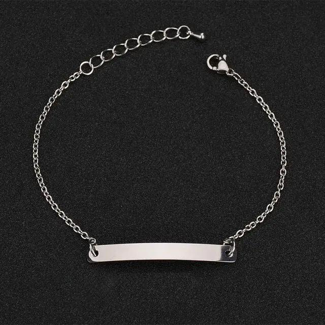 Bracelet Personnalisé avec Nom Gravé, en Acier Inoxydable, Bijoux à la Mode, Cadeau, pour Homme et F