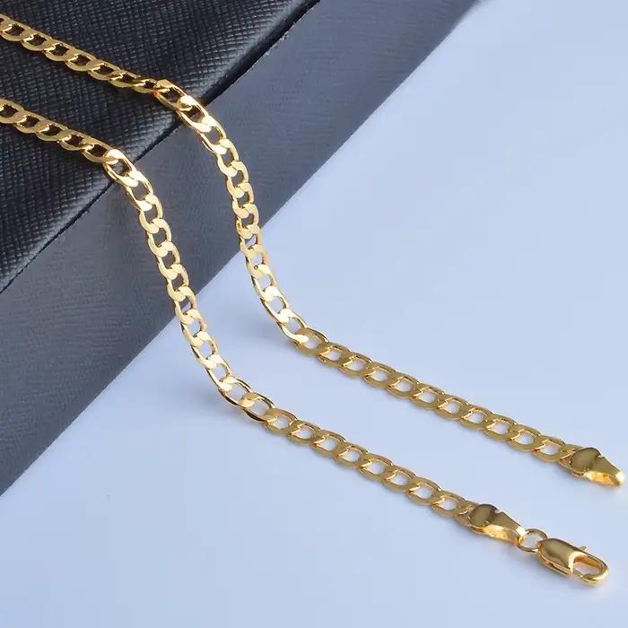 Nouveaux colliers en or 18 carats, 20 pouces, chaîne classique de 8 mm, pour hommes, bijoux de haute qualité, cadeaux pour mariage et fête