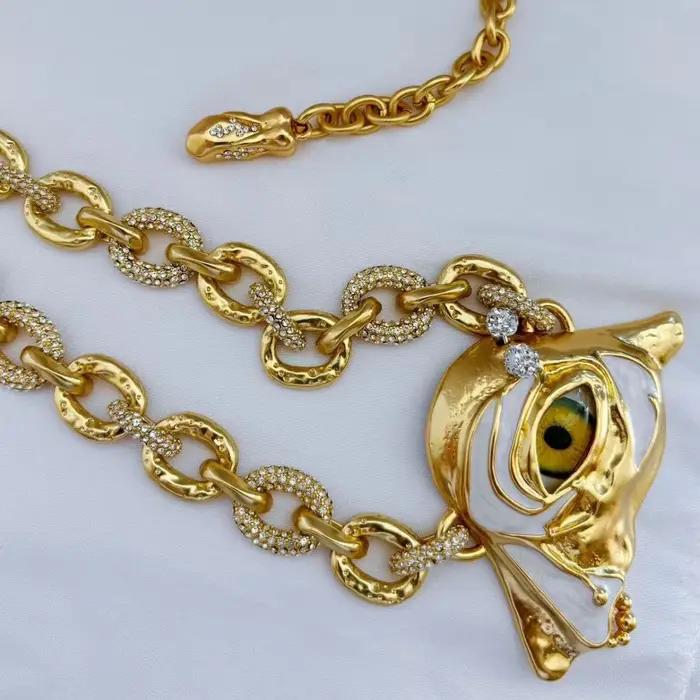 Collier pendentif oeil exagéré, boucles d'oreilles, broches, bracelets