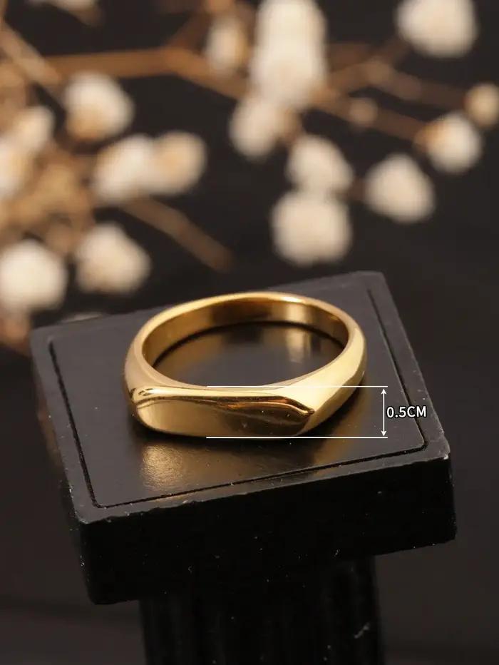 Bague signet géométrique lisse en forme de longue bande