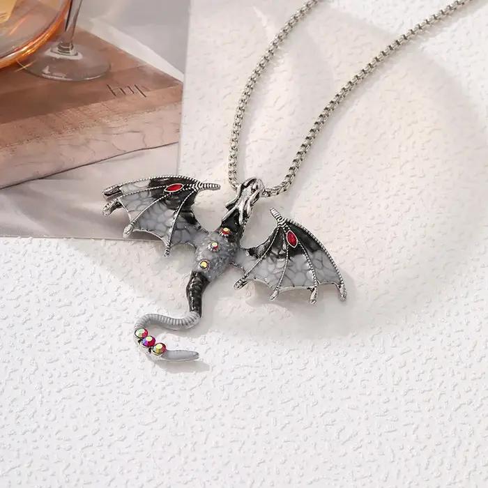 Goth Fly Dragon pendentif collier homme femme Punk Goth bijoux serpent chaîne breloques tour de cou