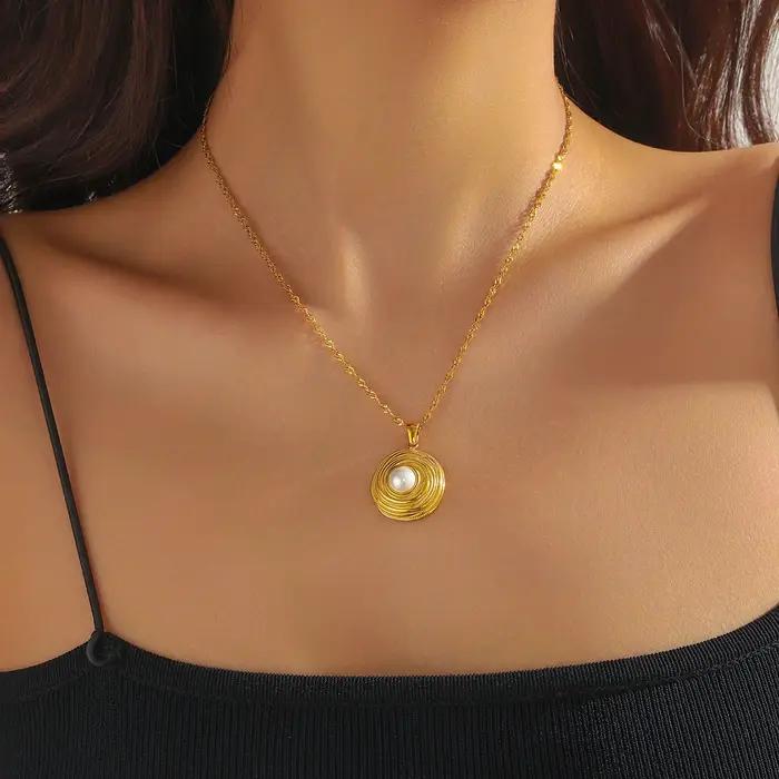 MEYRROYU – collier avec pendentif rond en acier inoxydable