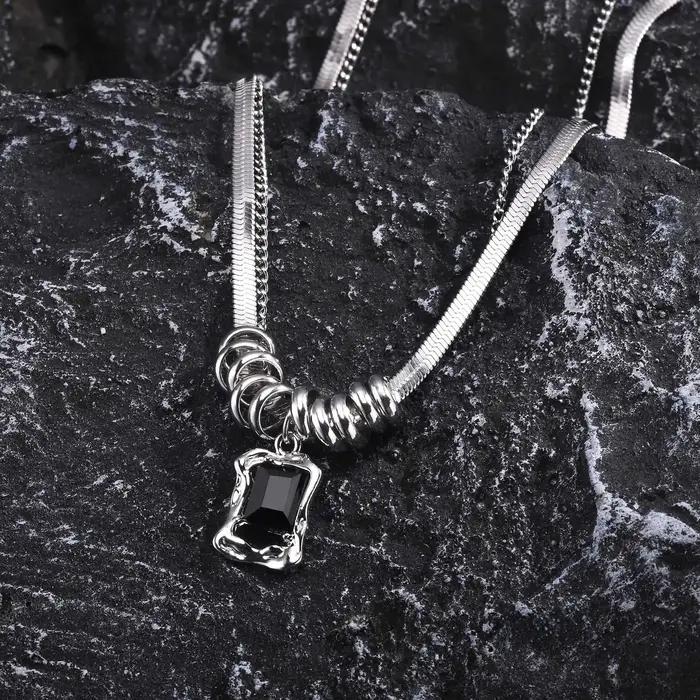 Colliers Hip-hop en forme de chevrons pour hommes et garçons, pendentif géométrique en acier inoxyda