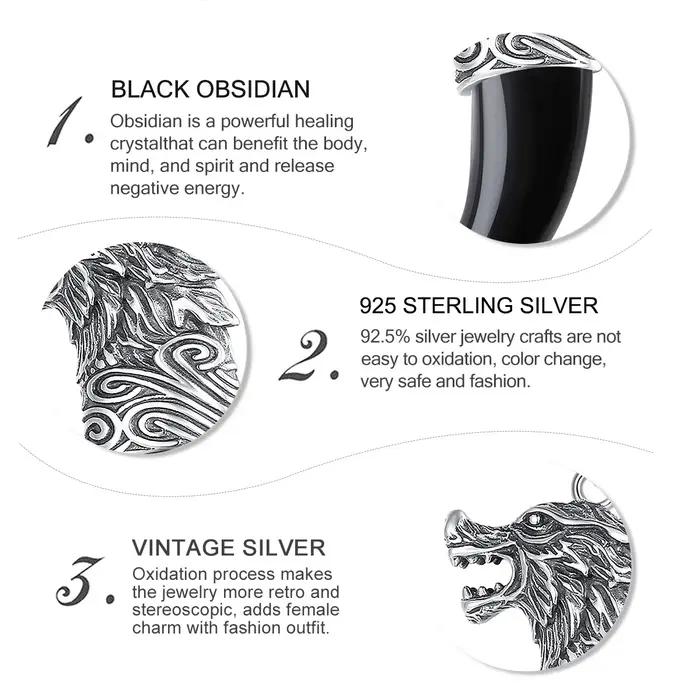 Eudora-Collier Loup en Argent Sterling 925 pour Femme et Homme